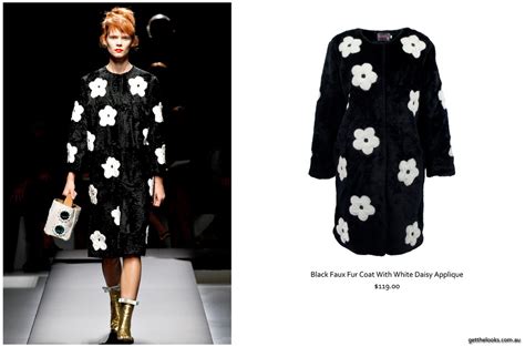 prada spring summer 2013 fur coat with daisy applique